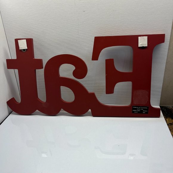 NWOT Hobby Lobby Home Decor EAT red wooden sign with hanging hardware, 16L x 8T - Picture 5 of 9